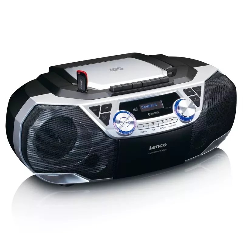 Pārnēsājamais radio Lenco SCD-720SI ar DAB+ un FM uztvērēju, Bluetooth 5.0, CD/MP3 atskaņotāju un kasešu magnetofonu