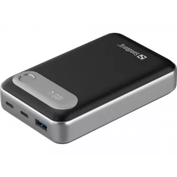 Sandberg Travel Powerbank 20000 PD35W, 20000 mAh, Litija Polimērs (LiPo), 3.7 V, Melns, Sudrabs