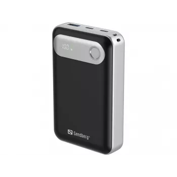 Sandberg Travel Powerbank 20000 PD35W, 20000 mAh, Litija Polimērs (LiPo), 3.7 V, Melns, Sudrabs