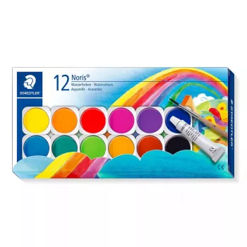 Akvareļkrāsas Staedtler Noris 888 12 krāsas + balta + otiņa