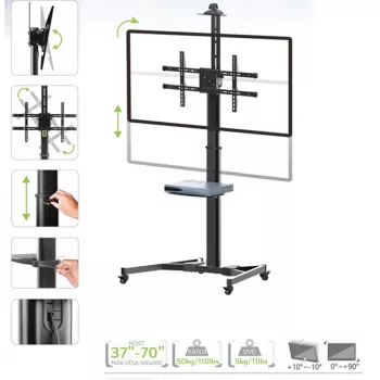 Techly ICA-TR46 multimediju ratiņi melni plakanajiem ekrāniem