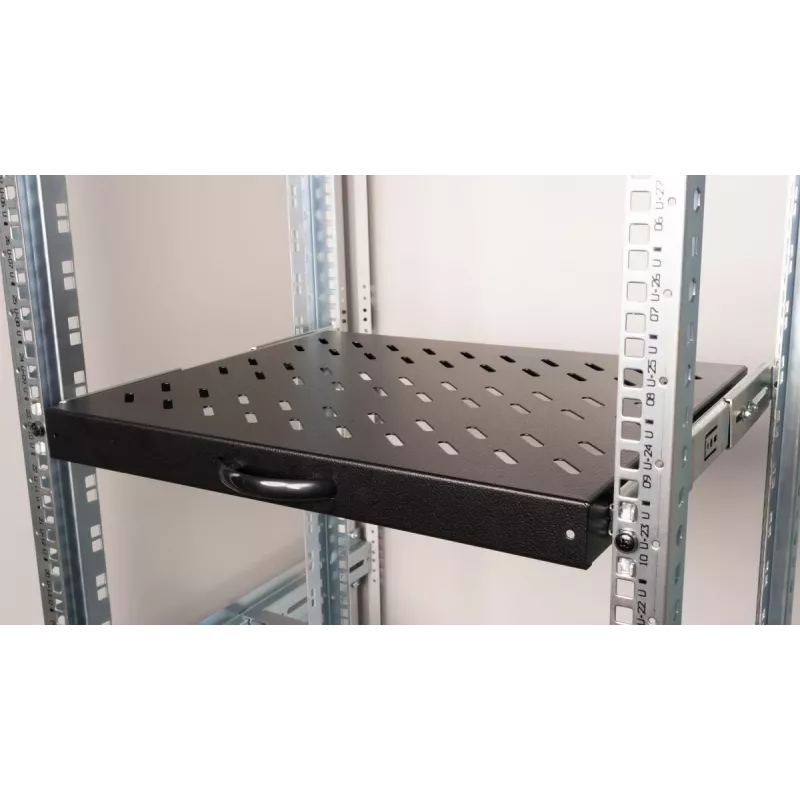 Equip Sliding Shelf 19 inch, 1U, 600MM, Melns