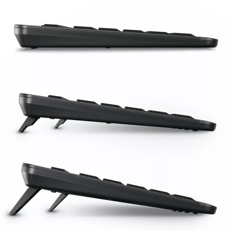 Tastatūra Cherry Stream Ultimate — pilna izmēra, USB, RF bezvadu un Bluetooth, QWERTY angļu, LED fona apgaismojums, melna