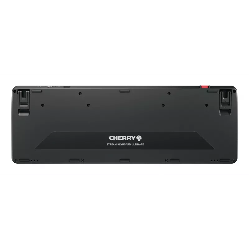 Tastatūra Cherry Stream Ultimate — pilna izmēra, USB, RF bezvadu un Bluetooth, QWERTY angļu, LED fona apgaismojums, melna