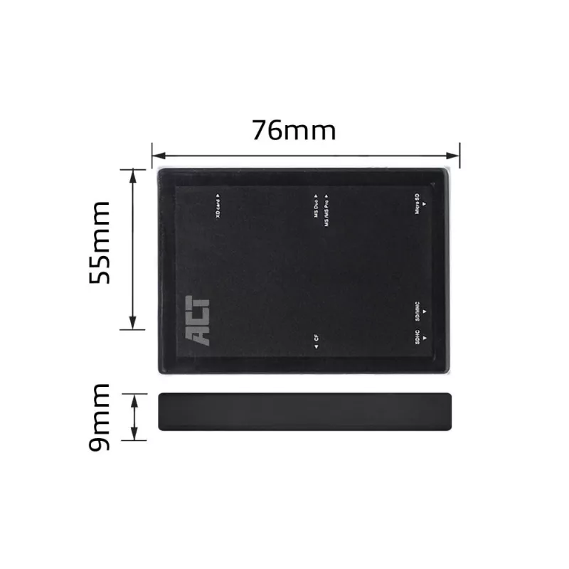 ACT AC6370 USB 3.0 karšu lasītājs CF MMC MS Duo MicroSD SDHC Melns