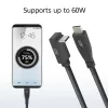 ACT USB 3.0 10Gbps 60W USB-C (taisns) uz USB-C (augšup/lejup leņķveida) kabelis, 2 m