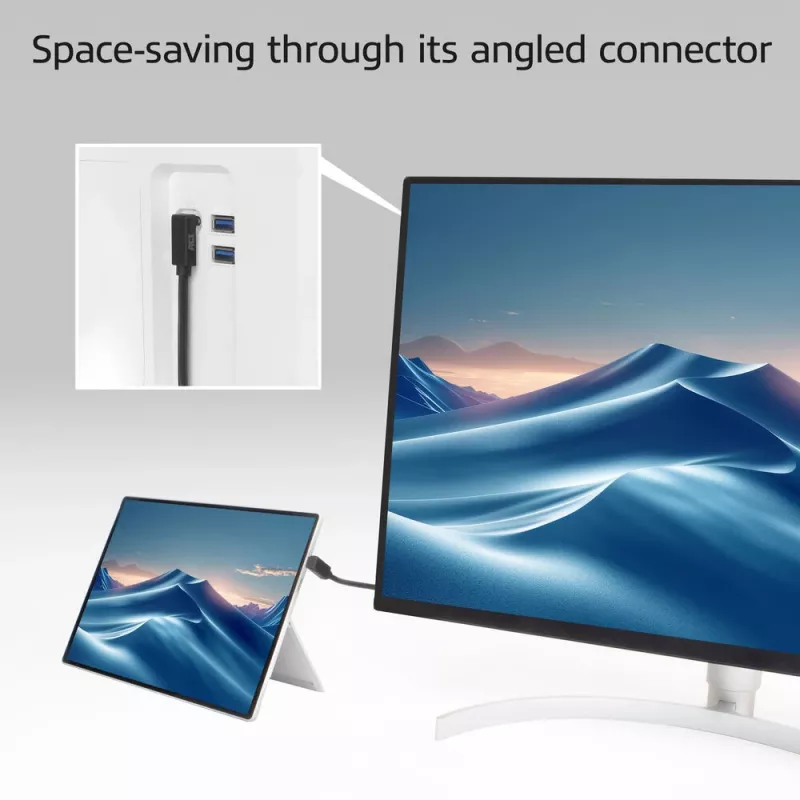 ACT USB 3.0 10Gbps 60W USB Type-C (augšup/lejup leņķis) uz USB Type-C (augšup/lejup leņķis) kabelis, 0,5 m