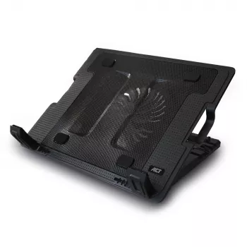 ACT Laptop statīvs ar ventilatoru, 5 augstuma pozīcijām, 2-portu USB centrmezgls