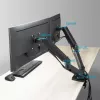 ACT monitora roka 35 collu, gāzes atspere, 2 monitoriem, Essentials, Clamp/Grommet, 18 kg, 43.2 cm (17 collu), 88.9 cm (35 collu), 100 x 100 mm, Melna
