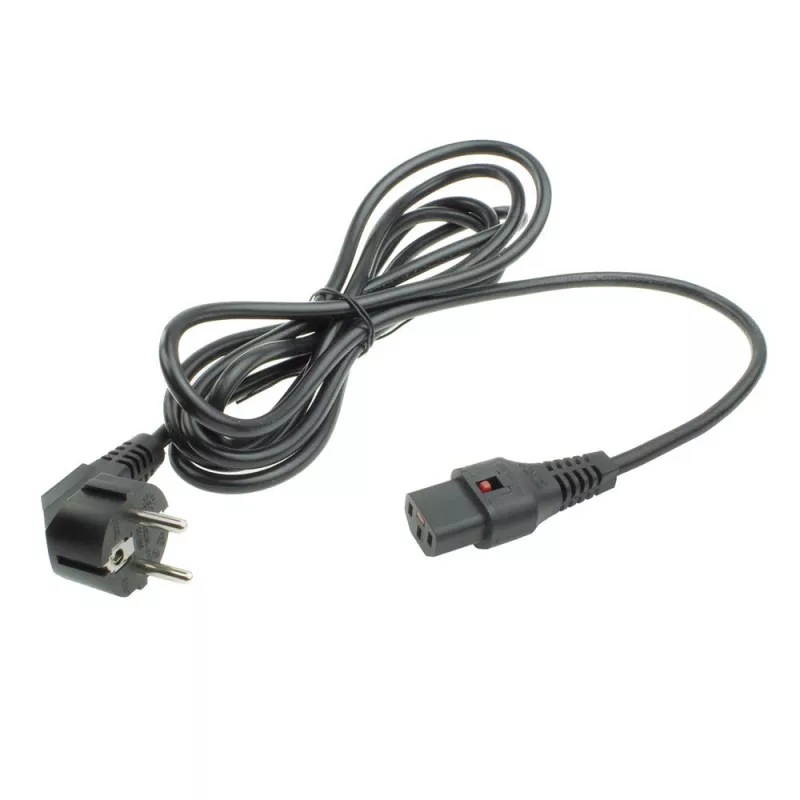 ACT strāvas kabelis CEE 7/7 vīrišķais (leņķveida) - C13 IEC Lock melns 5 m, EL269S