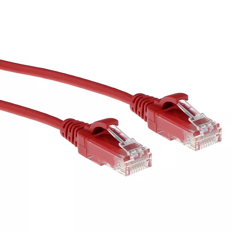 ACT Red 0.25 m LSZH U/UTP CAT6 datacentra plānā savienojuma kabelis ar RJ45 savienotājiem