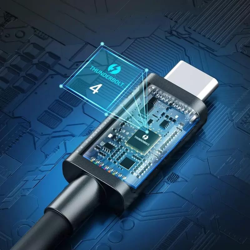 USB-C uz USB-C Thunderbolt 4 kabelis CHOETECH A3010 — 40 Gbps, 100 W, 0,8 m, melns