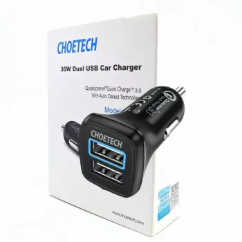 Lādētājs CHOETECH C0051 divi USB-A 36W QC3.0, melns