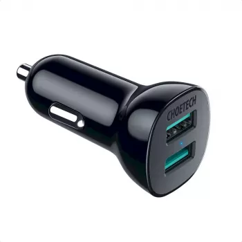 Lādētājs CHOETECH C0051 divi USB-A 36W QC3.0, melns