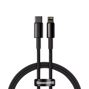 Baseus Tungsten Gold 1 m Melns Lightning uz USB C kabelis
