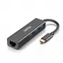 CHOETECH HUB-U02BK USB-C uz RJ-45 Ethernet adapteris ar 3x USB-A portiem