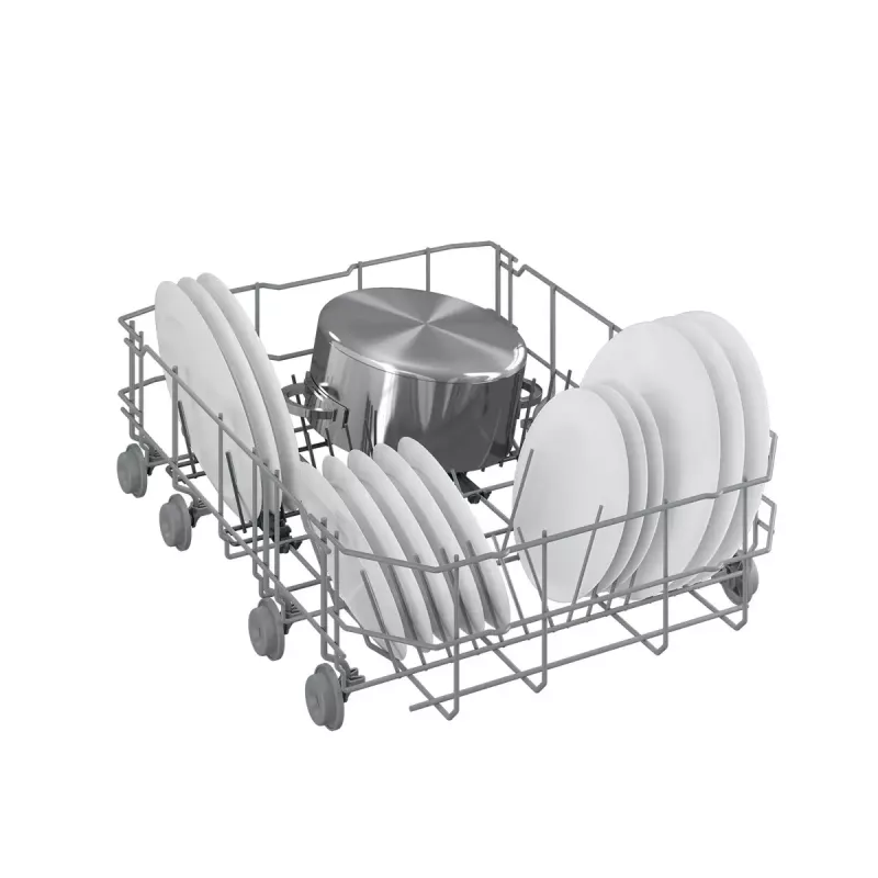 Brīvi stāvoša šaurā trauku mazgājamā mašīna BEKO DVS05024W — 10 komplekti, 45 cm, 49 dB, E klase