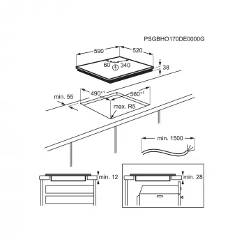 Electrolux EHF6232FOK Melna 60 cm Keramikas plīts virsma