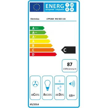 Electrolux LFP536X Iebūvējamā tvaika nosūcēja pārsegs (izvelkams) Pelēks, Nerūsējošais tērauds 600 m³/h