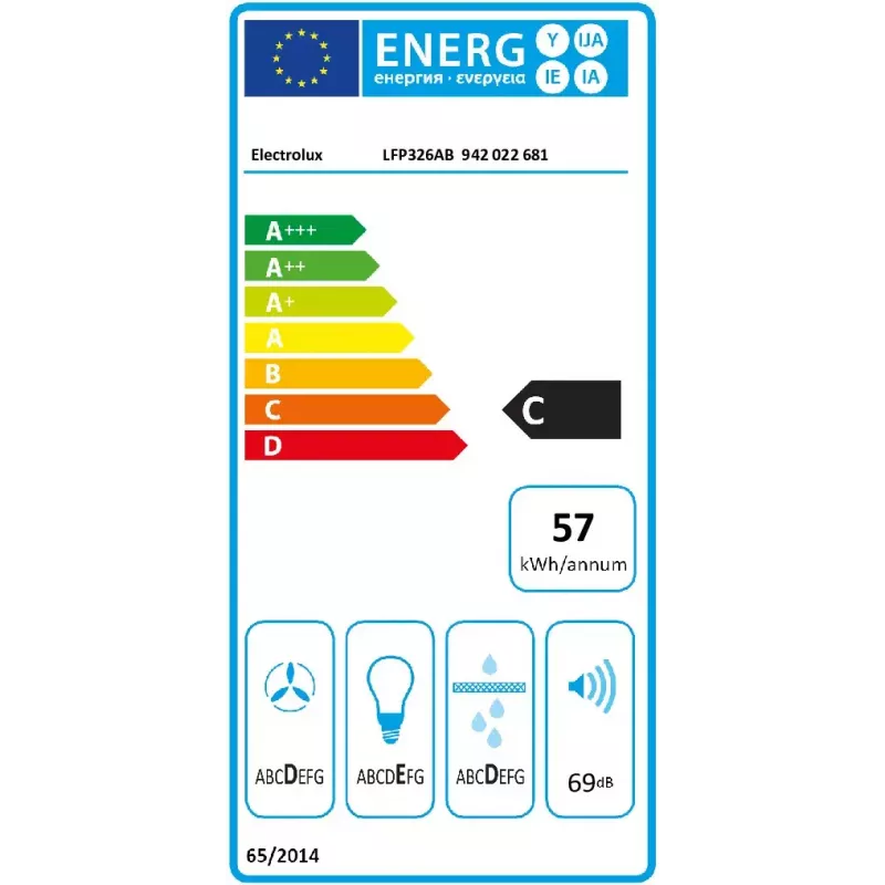 Iebūvējamā tvaika nosūcēja Electrolux Serie 300 LFP326AB, LED, 57 dB