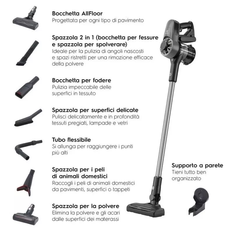 Electrolux EP31CB21GP 2-in-1 stieņa putekļsūcējs, bezmaiss, ciklons, 0,5 L, 15 W, pelēks/tungsten, 2 Ah
