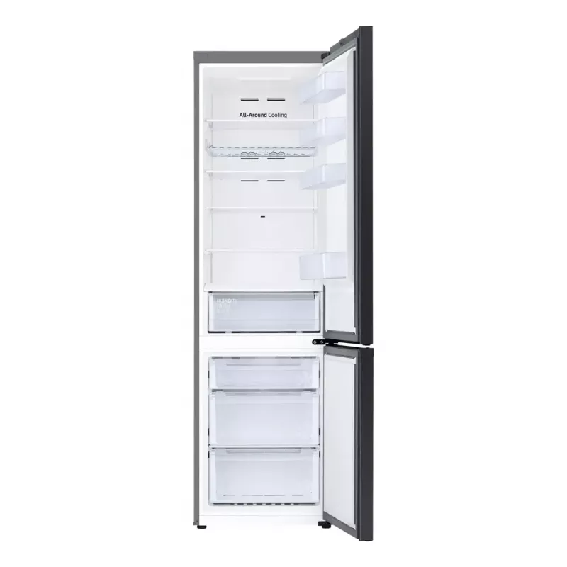 Brīvi stāvošs ledusskapis Samsung RB38C6B2E22 ar No Frost, labās puses virām, 35 dB, energoklase E, 8 kg/24h sasaldēšana, 4 plaukti, 2 dārzeņu atvilktnes, melns