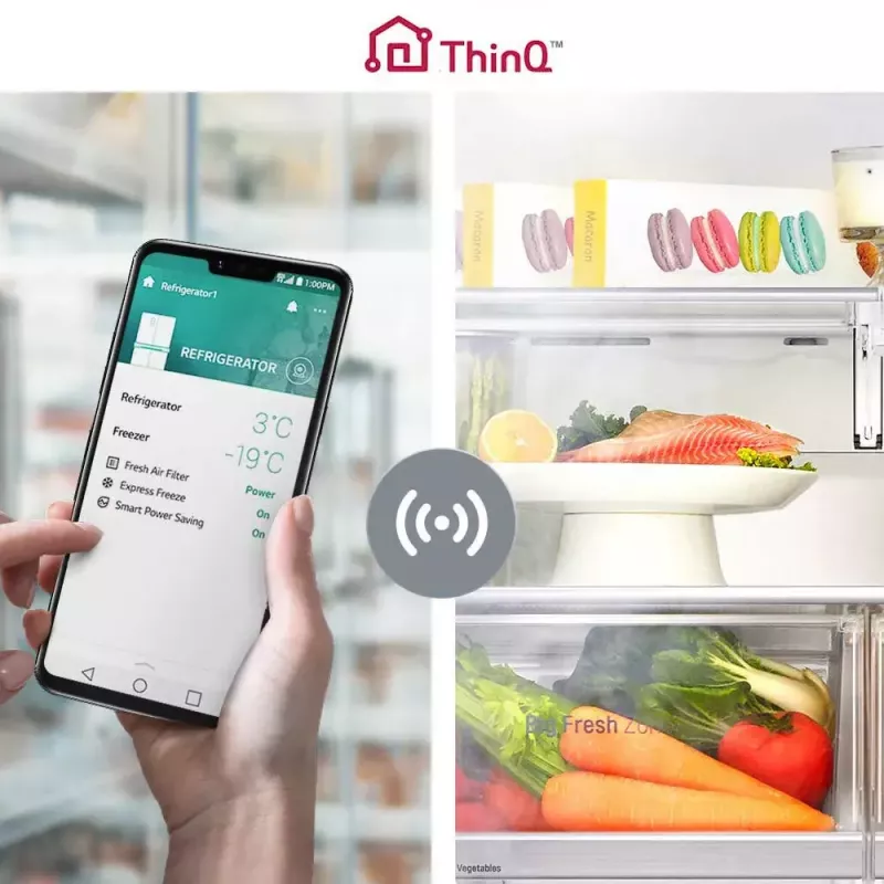 Ledusskapis ar saldētavu LG InstaView ThinQ GSXV90MCAE 635 L