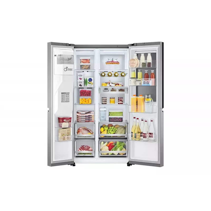 LG InstaView GSXV91PZAE ledusskapis Side-by-Side brīvstāvošs 635 L Melns, Nerūsējošais tērauds