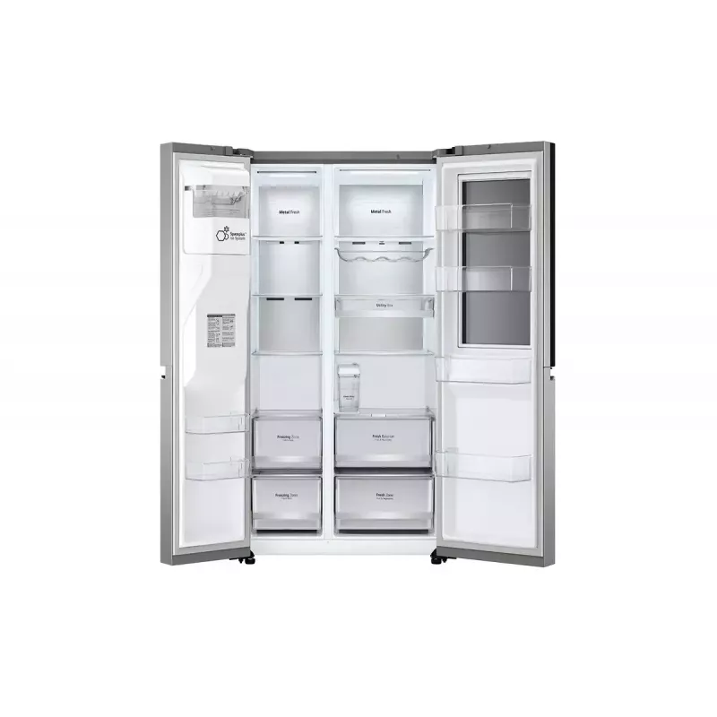 LG InstaView GSXV91PZAE ledusskapis Side-by-Side brīvstāvošs 635 L Melns, Nerūsējošais tērauds