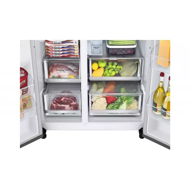 LG InstaView GSXV91PZAE ledusskapis Side-by-Side brīvstāvošs 635 L Melns, Nerūsējošais tērauds