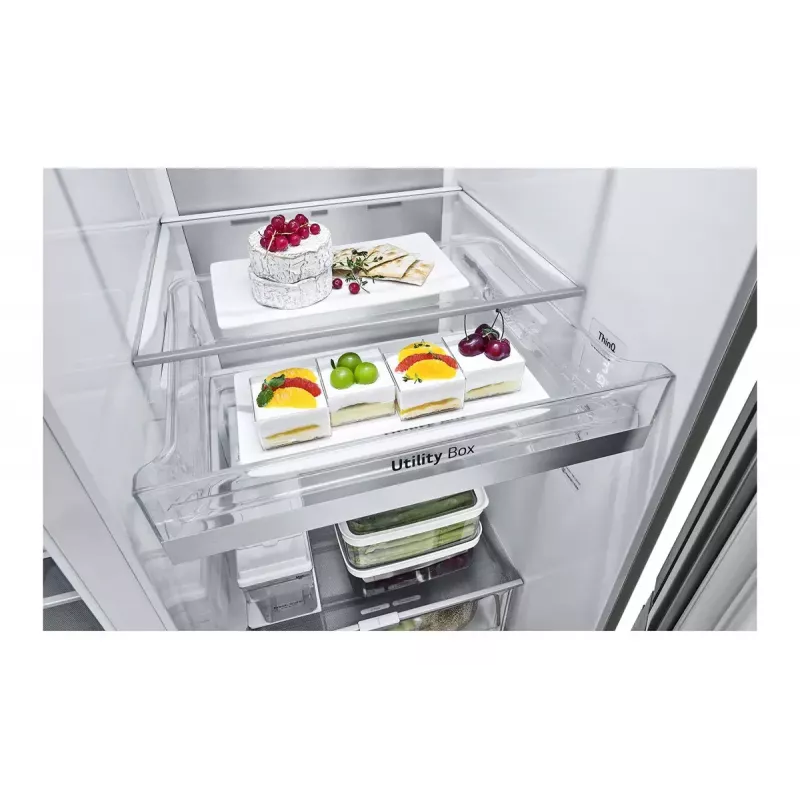 LG InstaView GSXV91PZAE ledusskapis Side-by-Side brīvstāvošs 635 L Melns, Nerūsējošais tērauds