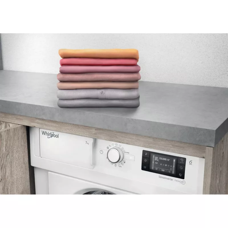 Whirlpool BI WMWG 71483E EU N veļas mašīna, priekšējā ielāde, 7 kg, 1351 apgr./min, balta