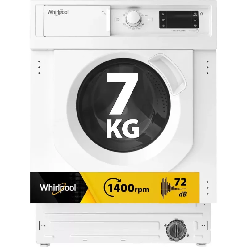 Whirlpool BI WMWG 71483E EU N veļas mašīna, priekšējā ielāde, 7 kg, 1351 apgr./min, balta