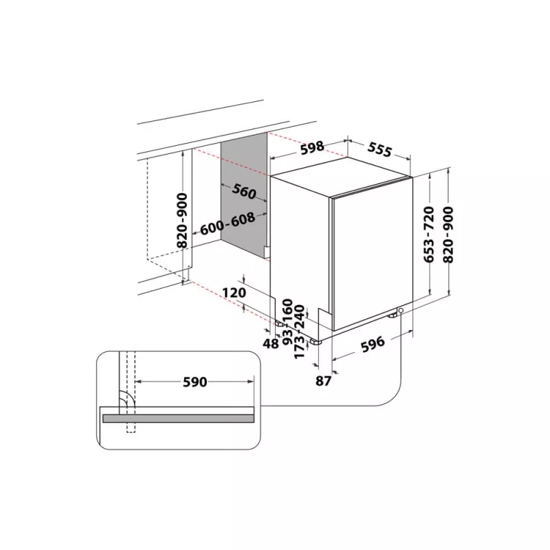 Whirlpool MaxiSpace W8I HT58 T Pilnībā iebūvējama trauku mazgājamā mašīna 14 komplekti