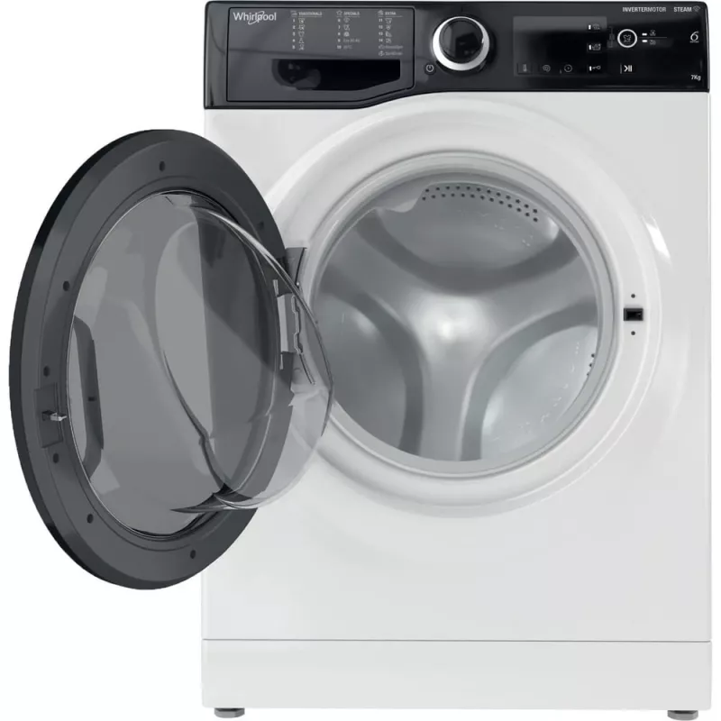 Veļas mazgājamā mašīna Whirlpool WRSB 7259 D EU, priekšējā ielāde, 7 kg, 1151 RPM, melna, balta