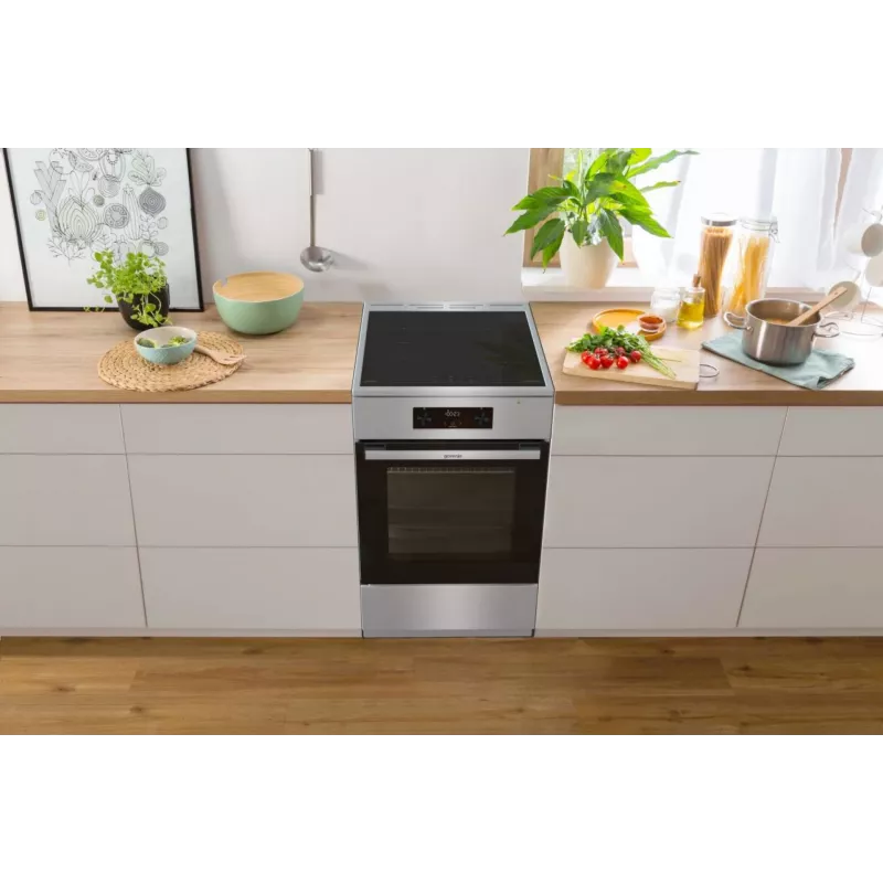 Gorenje 740742 Brīvi stāvoša plīts ar indukcijas virsmu, melna/nerūsējošais tērauds