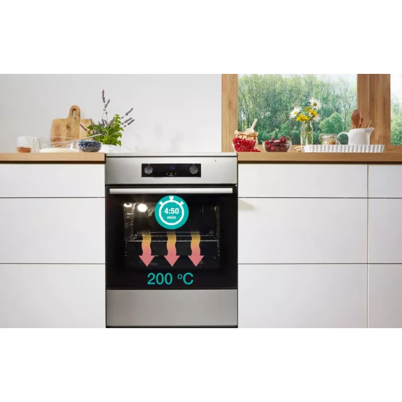 Gorenje 740742 Brīvi stāvoša plīts ar indukcijas virsmu, melna/nerūsējošais tērauds