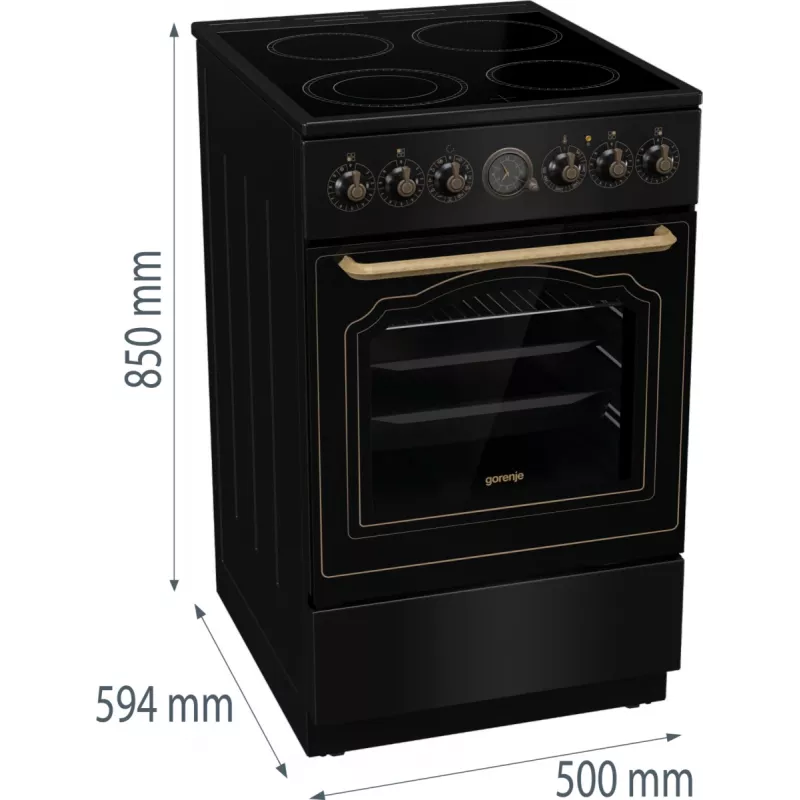 Gorenje GECS5B70CLB Brīvi stāvoša plīts Elektriskā keramiskā plīts virsma Melna