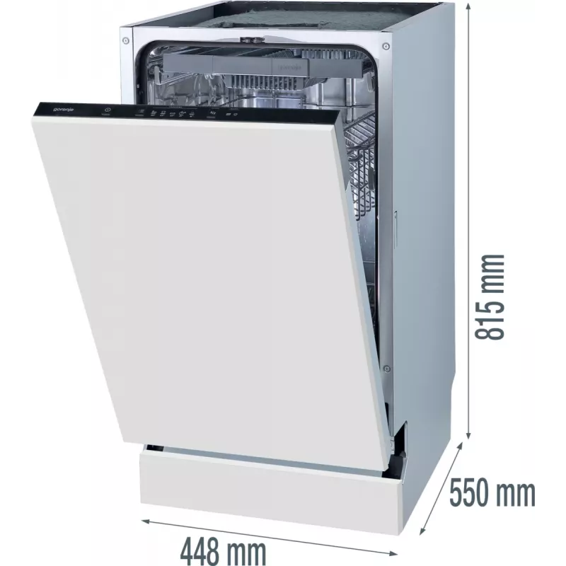 Gorenje GV 520 E 10 EB pilnībā iebūvējama trauku mazgājamā mašīna, 11 komplekti
