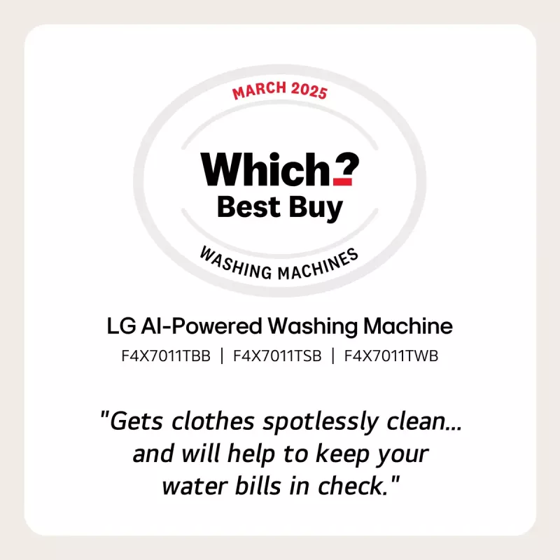 LG F4X7011TWS Priekšējās ielādes veļas mazgājamā mašīna 11 kg 1400 apgr./min Balta