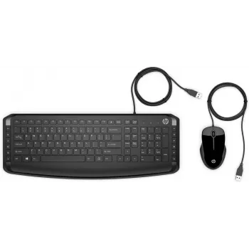 HP Pavilion tastatūra un pele 200, vadu, USB, mehāniskā, QWERTY, melna, pele iekļauta