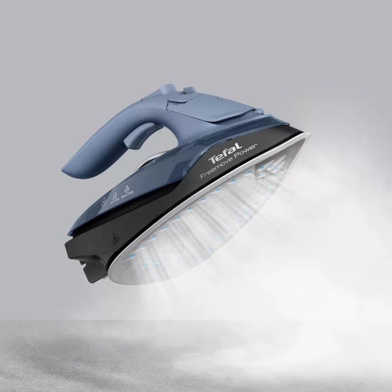 Tefal Freemove Power FV6675E0 gludeklis sausai un tvaika gludināšanai, keramikas zole, 2600 W, melns, zils