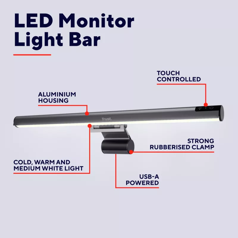 Galda lampa Trust Shyne Ar iebūvētu LED Melna USB barošana 70mm augstums