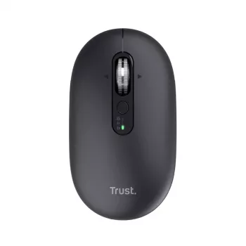 Pele TRUST Seron Slim Multi — abpusēja biroja pele, optiska 3200 DPI, RF bezvadu + Bluetooth, 7 pogas, melna
