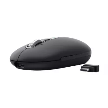Pele TRUST Seron Slim Multi — abpusēja biroja pele, optiska 3200 DPI, RF bezvadu + Bluetooth, 7 pogas, melna