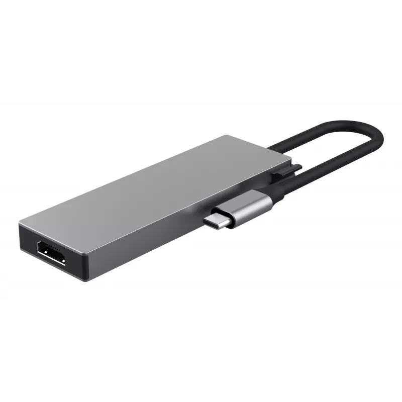 USB Type-C centrmezgls TRUST 26062 — HDMI + USB 3.2 Gen 1 Type-A & Type-C, Pelēks, 5 porti