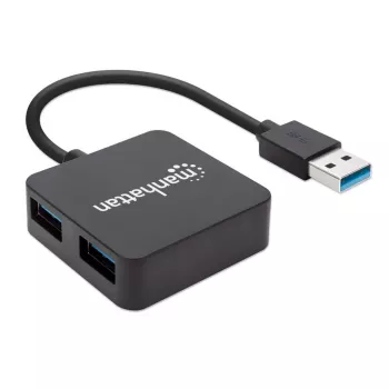 Manhattan USB-A 4 Portu Hubs, 4x USB-A Porti, 5 Gbps (USB 3.2 Gen1 jeb USB 3.0), USB barots (bez ārēja barošanas avota)