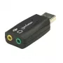 Manhattan USB-A skaņas adapteris, USB-A uz 3.5 mm mikrofona ieeju un audio izeju, 480 Mbps (USB 2.0), atbalsta 3D un virtuālo 5.1 telpisko skaņu, Hi-Speed USB, melns, trīs gadu garantija