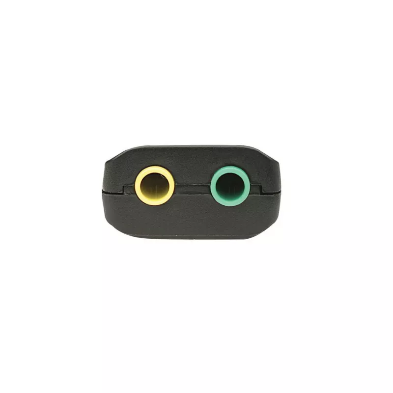 Manhattan 150859 USB-A 3D skaņas adapteris, USB-A uz 3,5 mm mikrofona ieejas un audio izejas pieslēgvietām, 480 Mbps (USB 2.0), stereo