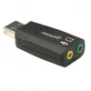 Manhattan 150859 USB-A 3D skaņas adapteris, USB-A uz 3,5 mm mikrofona ieejas un audio izejas pieslēgvietām, 480 Mbps (USB 2.0), stereo